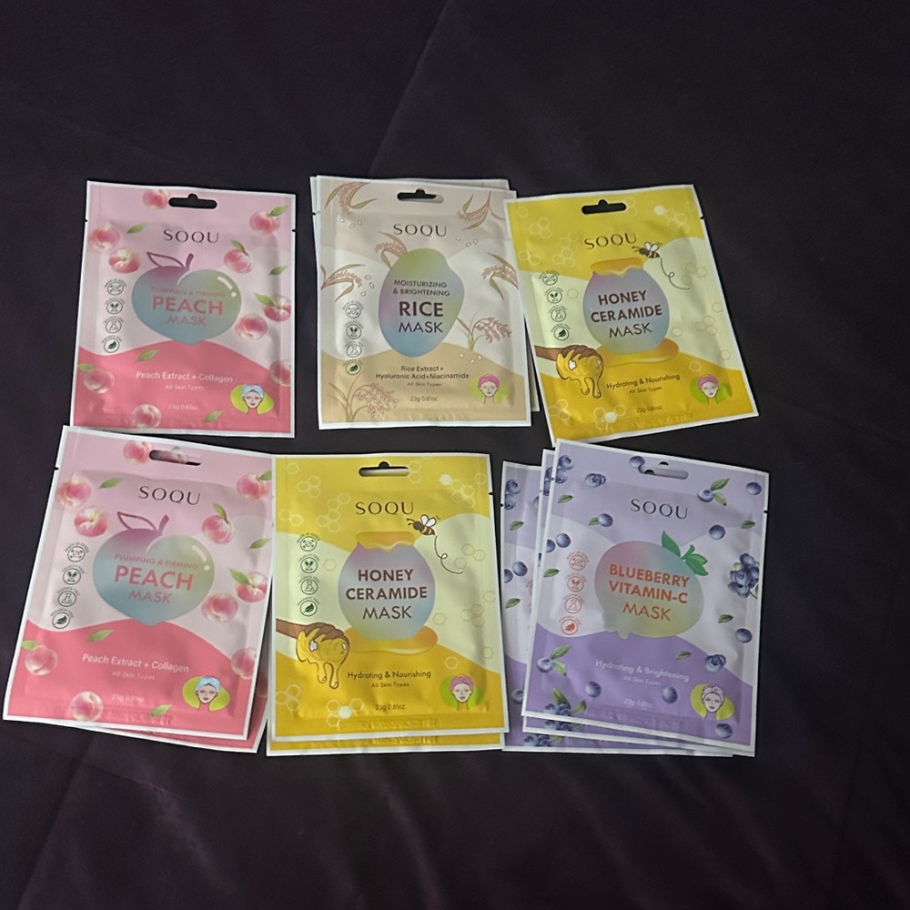 Skincare Mask Set - Peach, Rice, Honey, Blueberry